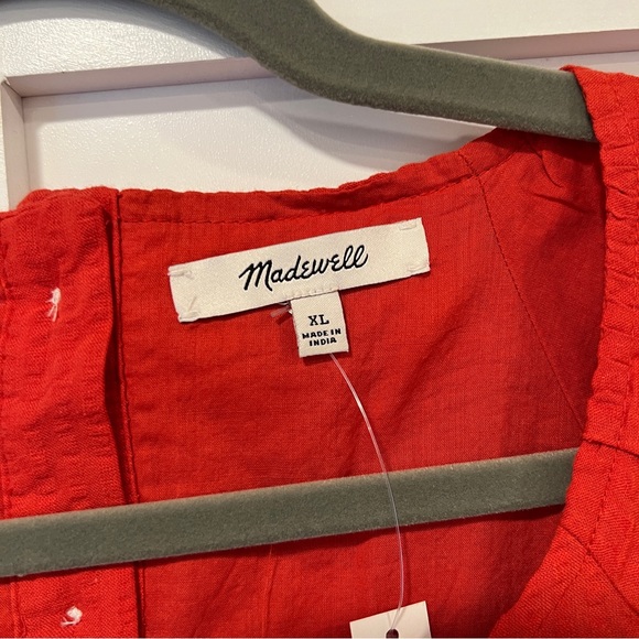 NWT Madewell Seersucker Puff-Sleeve Cutout Mini Dress Size XL - Picture 10 of 10